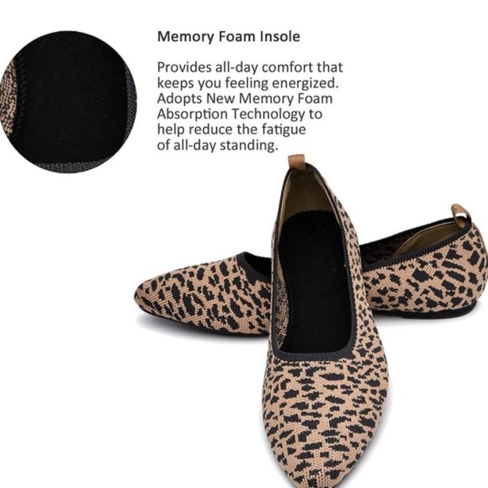 Animal Print Pointed Toe Knit Texture Ballet Flats  NEW!! 🐆 Size 8 - Picture 7 of 12